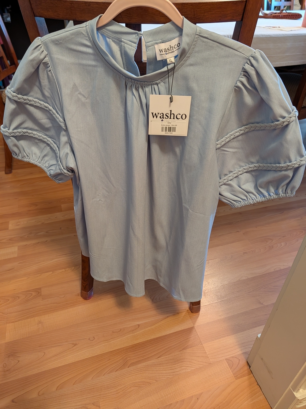 Washco Light Blue Puff Sleeve Top